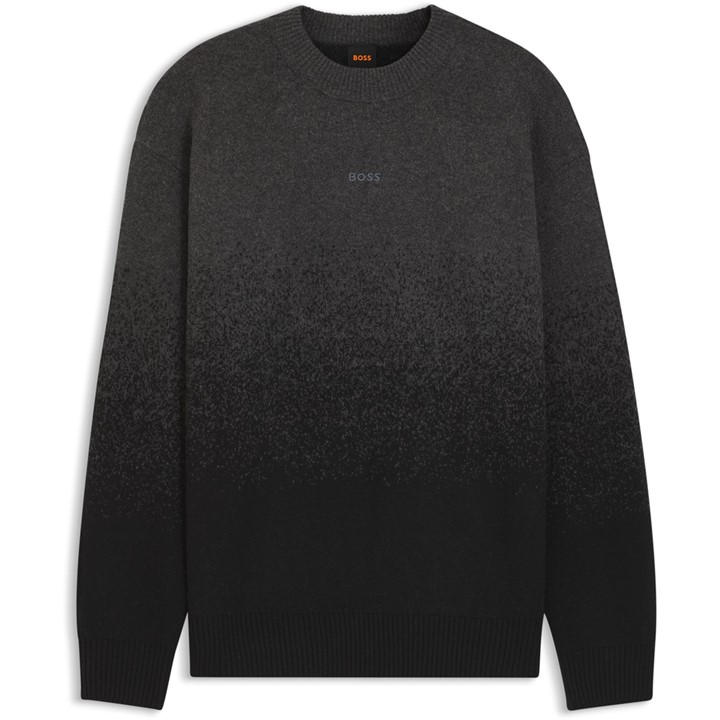 Boss Men' Black Kalbrush Orange Crew Neck Jumper in Size S, Sports Direct