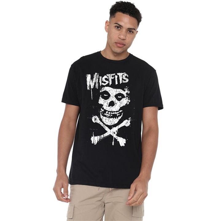 Misfits Men's Black - Skull & Crossbones T-Shirt in Size 3XL, Sports Direct