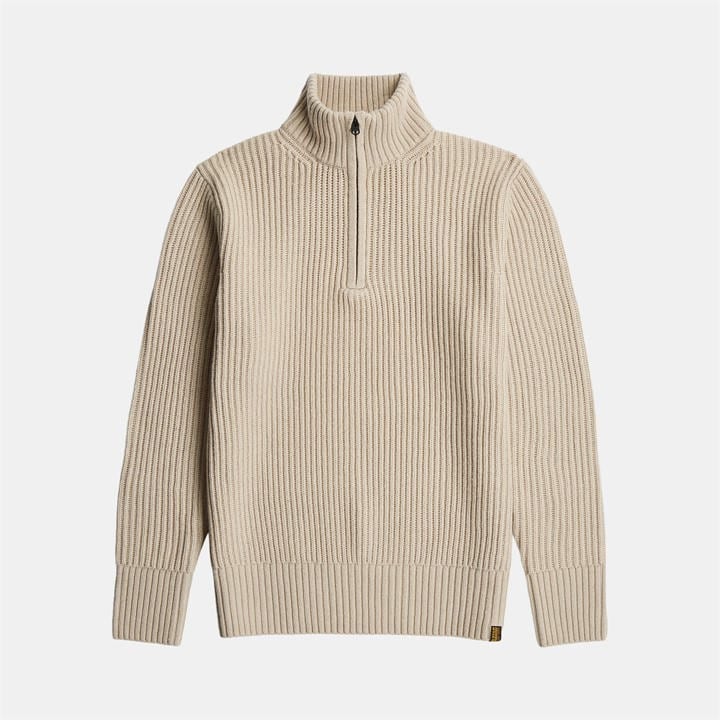 G Star Men's Beige Chunky Quarter Zip Knitted Top in Size XL, Sports Direct