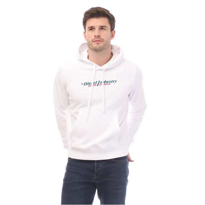 Diesel Men's White S-Ginn Hoodie Medium