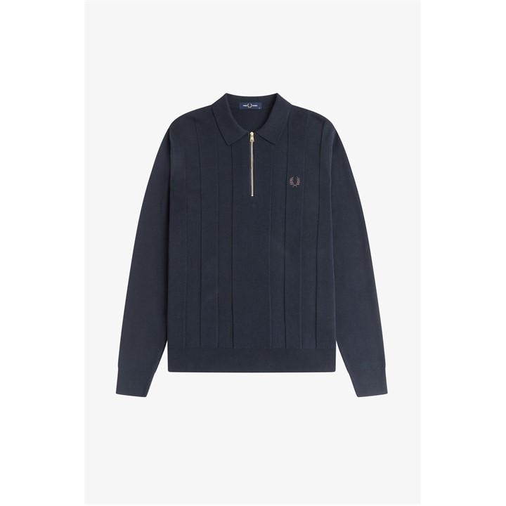 Fred Perry Men's Blue Lsknit Zipped Crew Neck Jumper in Size 2XL, Sports Direct