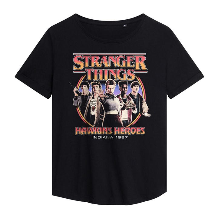 Stranger Things Women' Black Hawkins Heroes Group 1987 Fashion in Size S, Sports Direct