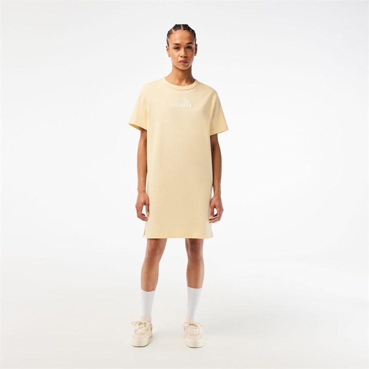 Lacoste Women's Yellow T-Shirt Dress in Size 6, Sports Direct