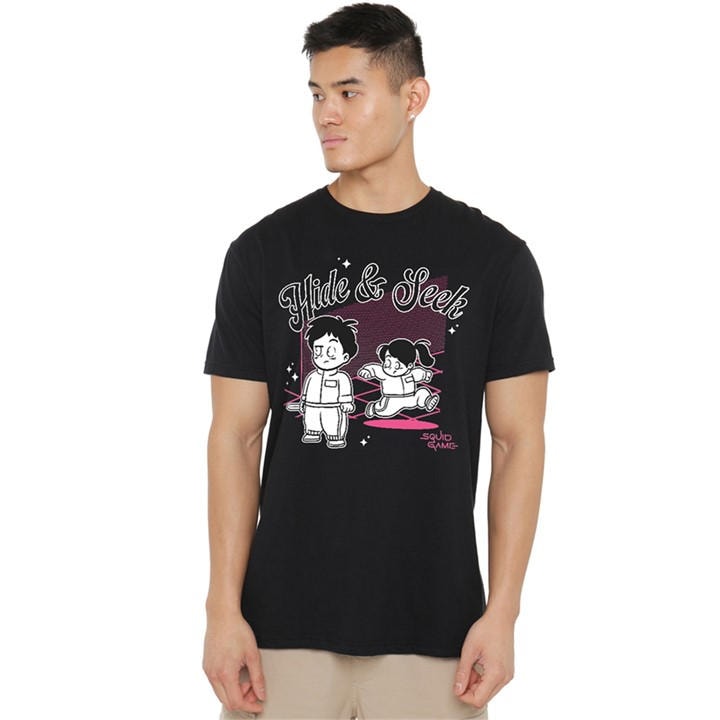 Squid Game Men's Black Season Three Hide And Seek T-Shirt Bla in Size 3XL, Sports Direct