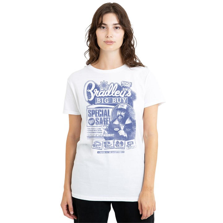 Stranger Things Women's White Bradleys Big Buy Advert T-Shirt in Size XL, Sports Direct