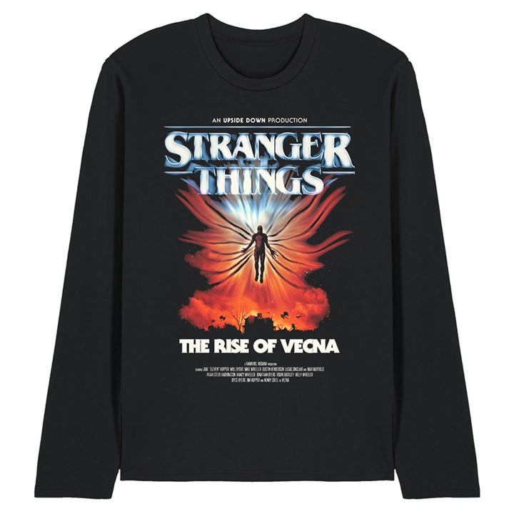 Stranger Things Men's Black Vecna Rise Poster Long Sleeve T-Sh in Size M, Sports Direct