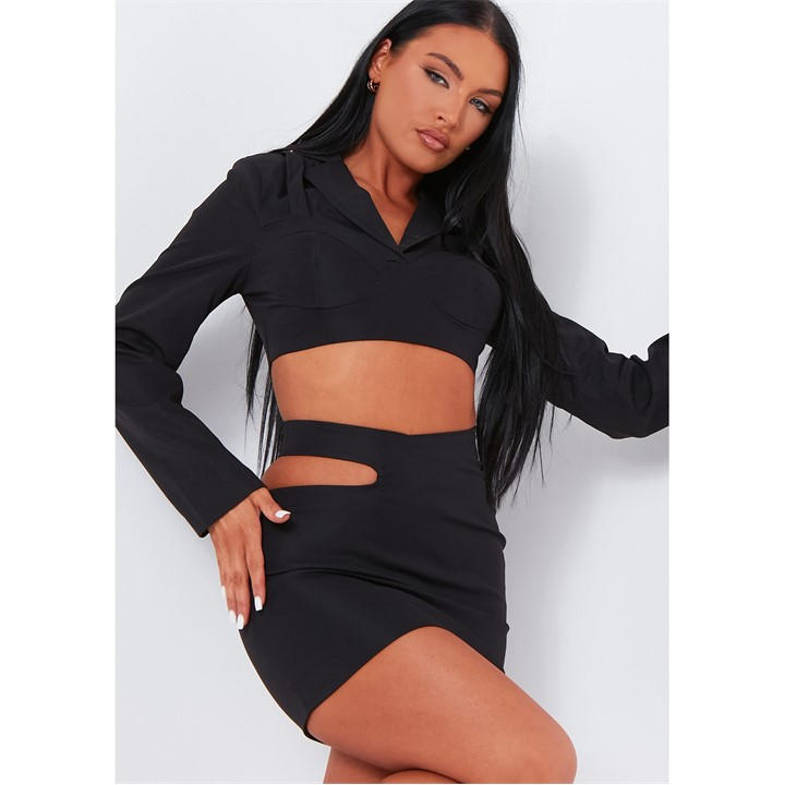 Missy Empire Women's Black Cropped Bust Cup Blazer in Size 12, Sports Direct