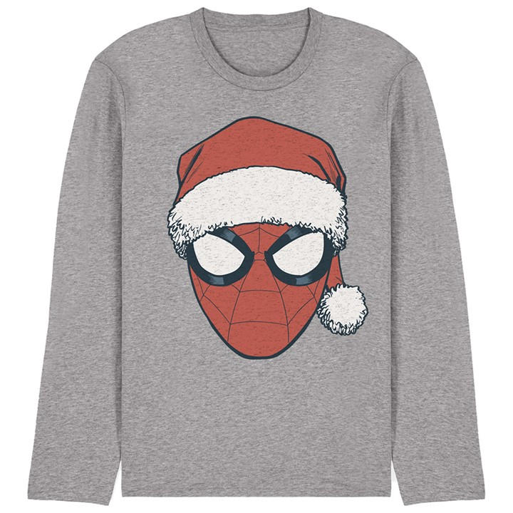 Marvel Men's Grey Spiderman Christmas Santa Hat Portrait Long Sleeve in Size 2XL, Sports Direct