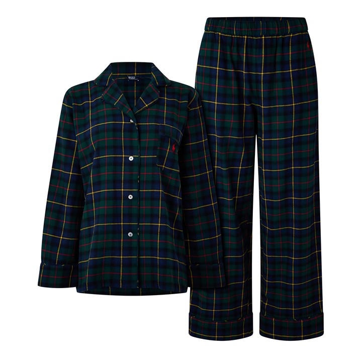 Polo Ralph Lauren Women's Green Madison Long Sleeve Pyjama Set in Size 14, Sports Direct
