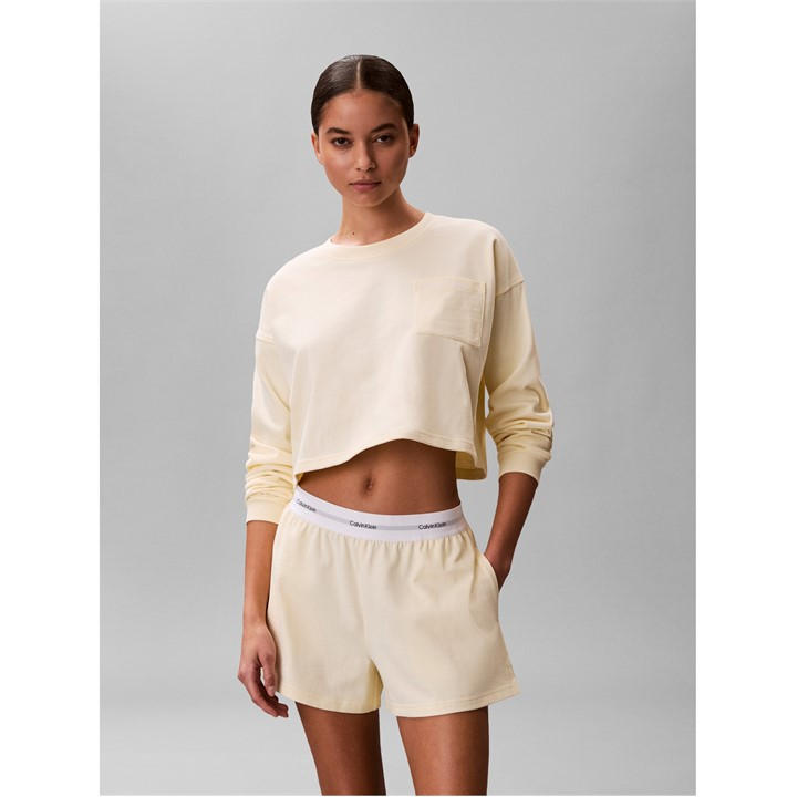 Calvin Klein Women's Yellow Long Sleeve Cropped Crop Top in Size 14, Sports Direct