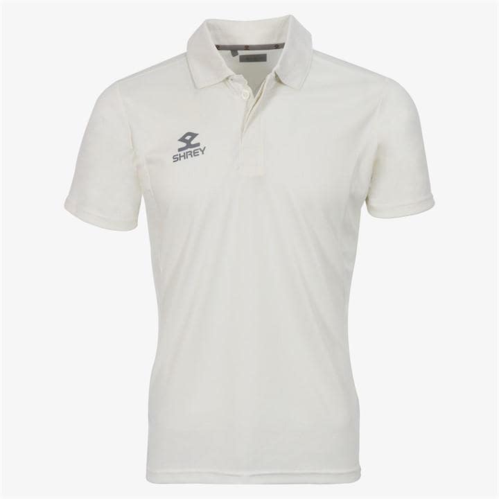 Shrey Men's White Cricket Performance Playing Shirt Short Sleeve in Size L, Sports Direct