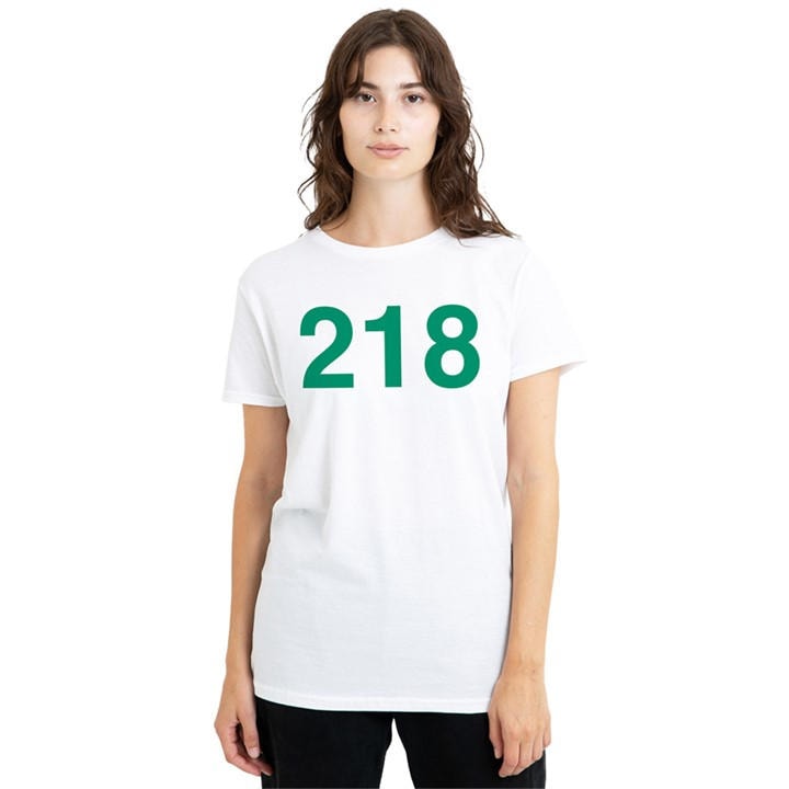 Squid Game Women's White Player 218 T Shirt in Size M, Sports Direct