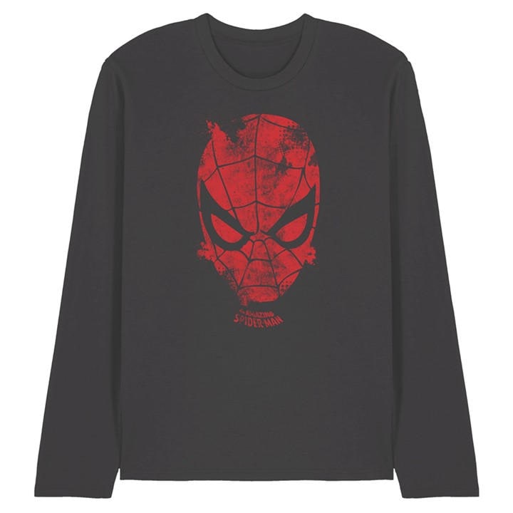 Marvel Men' Grey Webhead Long Sleeve T-Shirt in Size S, Sports Direct