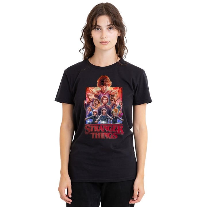 Stranger Things Women's Black Group Poster Ladie in Size XL, Sports Direct
