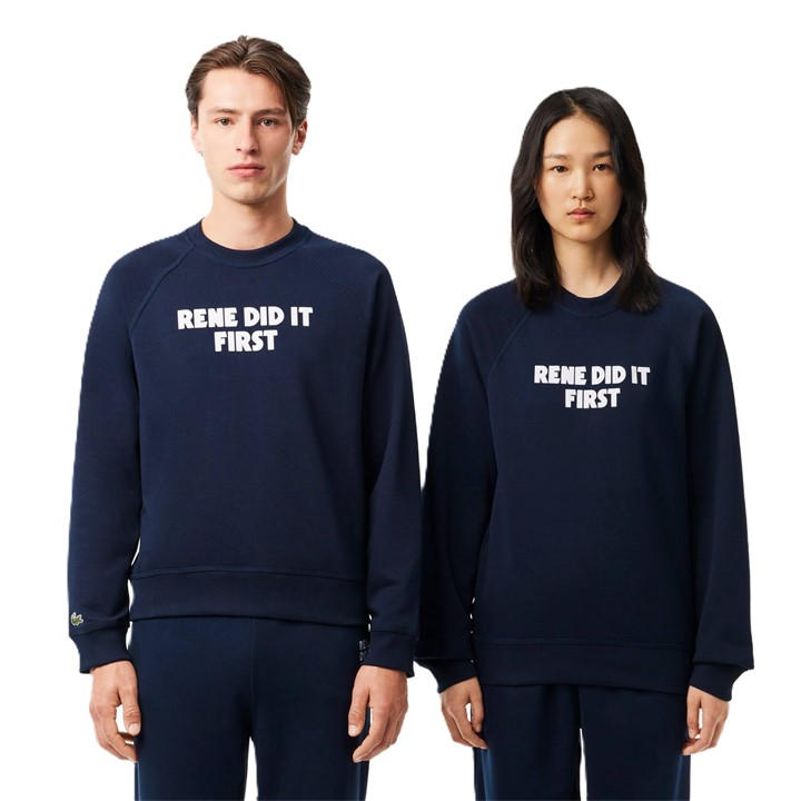 Lacoste Men's Blue Printed Crew Neck Jumper in Size XXS, Sports Direct