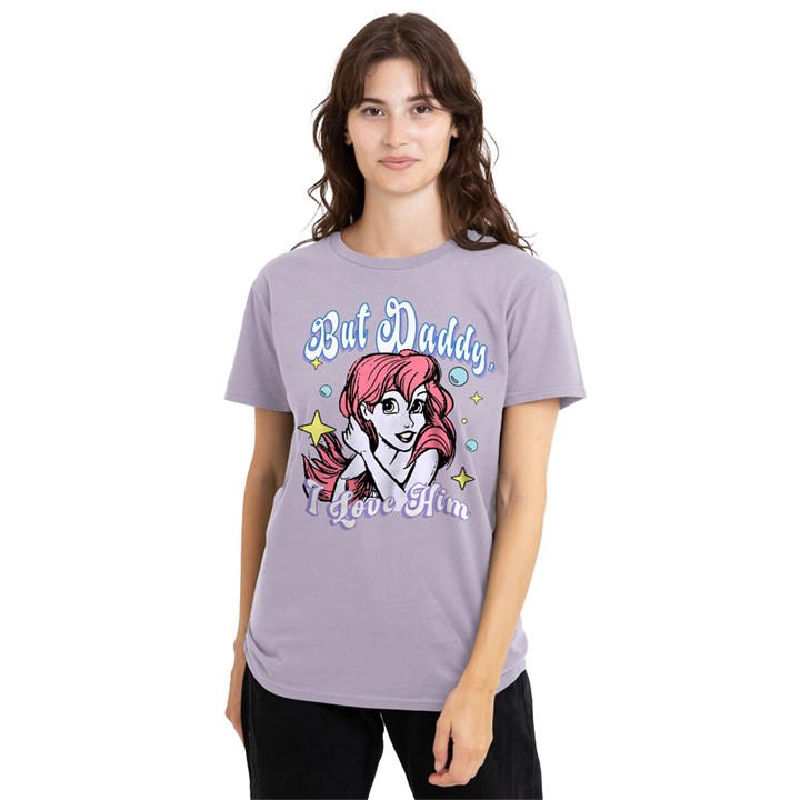 Disney Women's Purple Little Mermaid But Daddy I Love Him T-Shirt Soft, Sports Direct