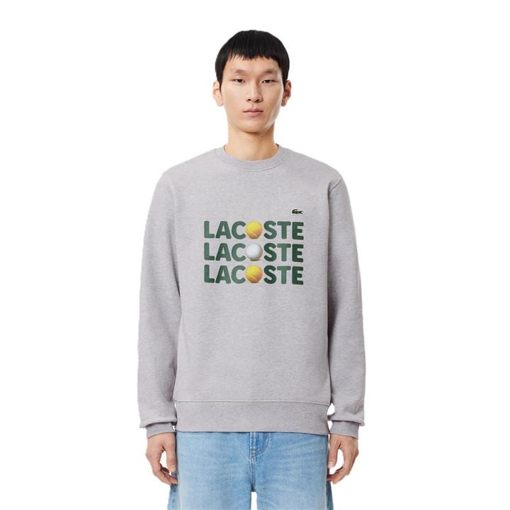Lacoste Men' Grey Logo Crew Neck Jumper in Size S, Sports Direct