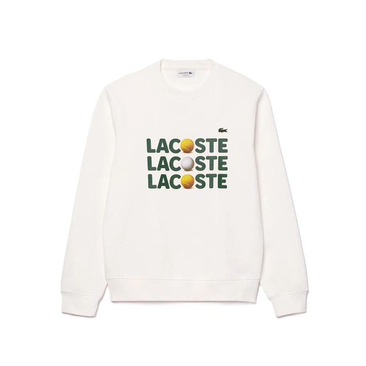 Lacoste Men's Cream Logo Crew Neck Jumper in Size XS, Sports Direct