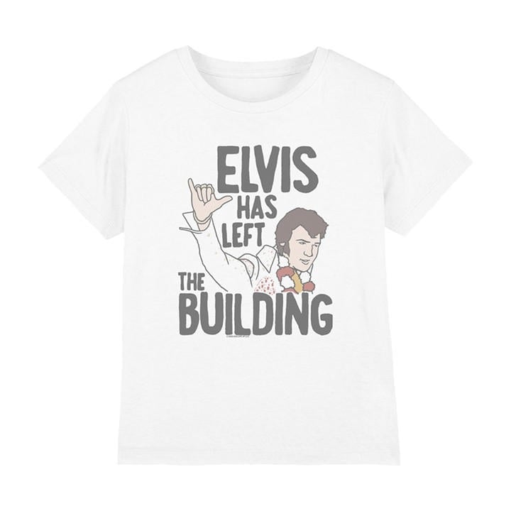 Elvis Presley Boys White Elvis Has Left The Building Kids T-Shirt in Size 7 - 8 Years, Sports Direct