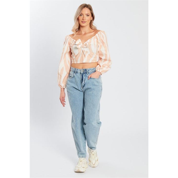 Influence Women's White Tie Front Long-Sleeve Crop Top in Size 10, Sports Direct