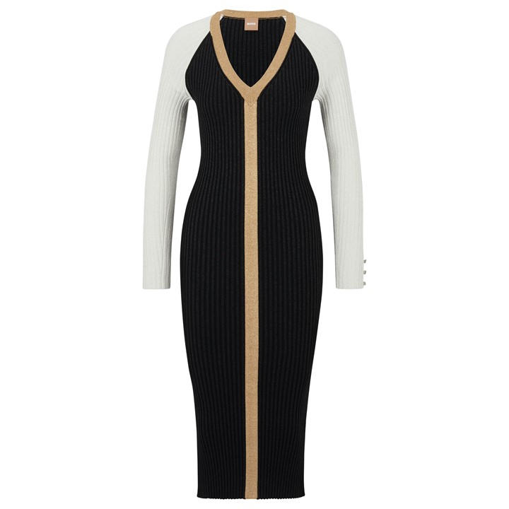 Boss Women's  Long Sleeve Knitted Bodycon Dress in Size 14, Sports Direct