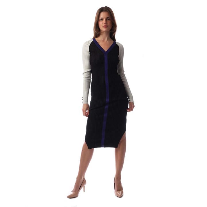 Boss Women's  Long Sleeve Knitted Bodycon Dress in Size 14, Sports Direct