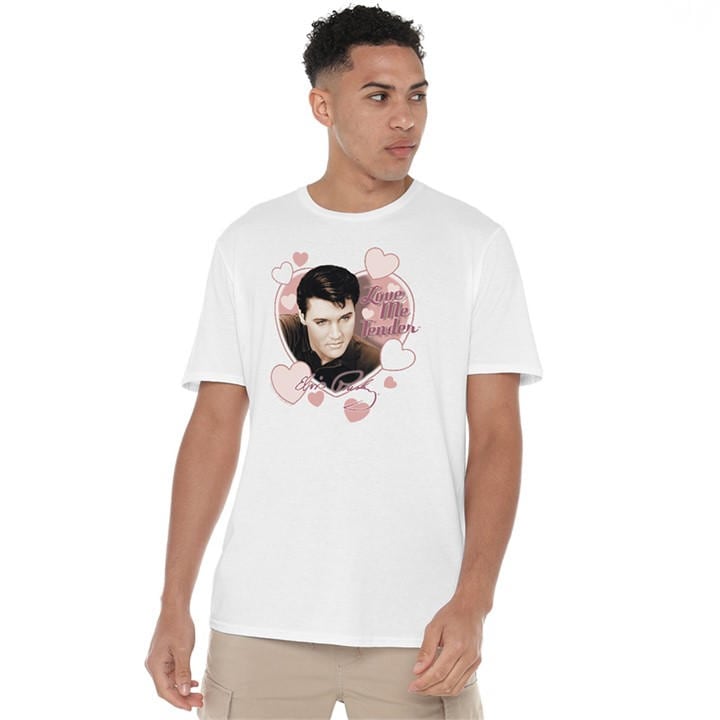 Elvis Presley Men's White Elvis Presleylove Me Tender T-Shirt in Size 4XL, Sports Direct