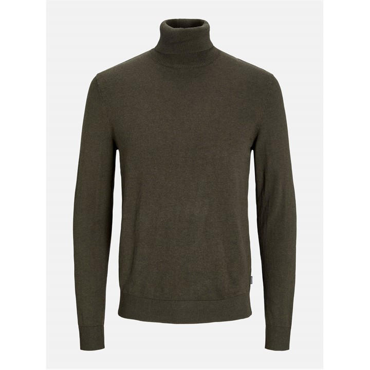 Jack And Jones Men's Green Knitted Roll Neck Jumper in Size XL, Sports Direct