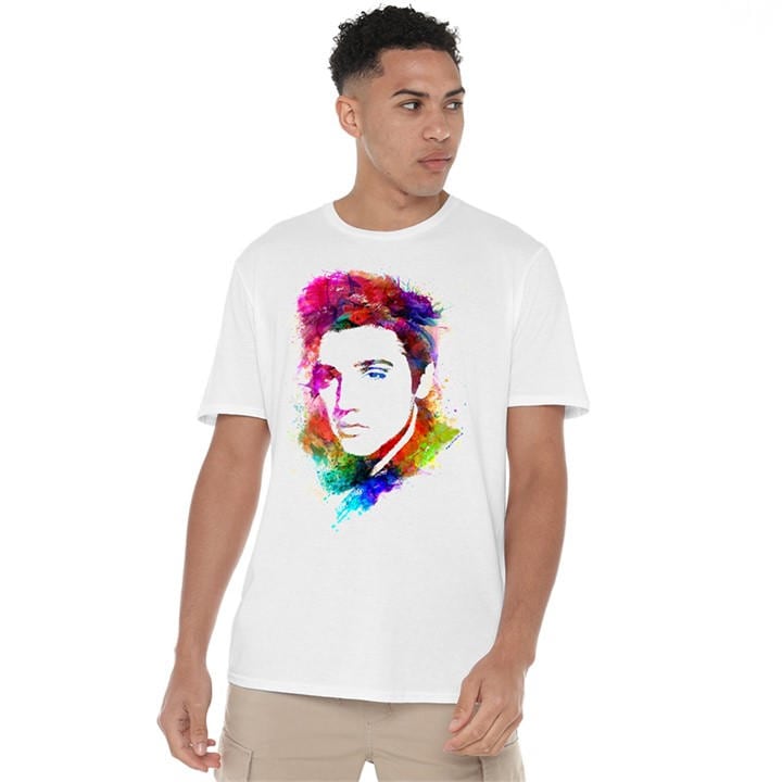 Elvis Presley Men's White Elvis Presleywatercolor King T-Shirt in Size 2XL, Sports Direct