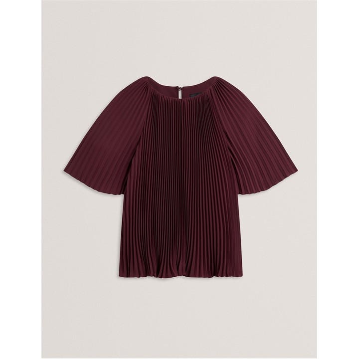 Ted Baker Women's Red Short Sleeve Pleated Top in Size 8, Sports Direct