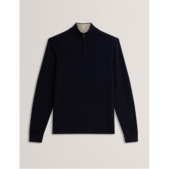 Ted Baker Men's Blue Stitch Half Zip Knitted Top in Size M, Sports Direct
