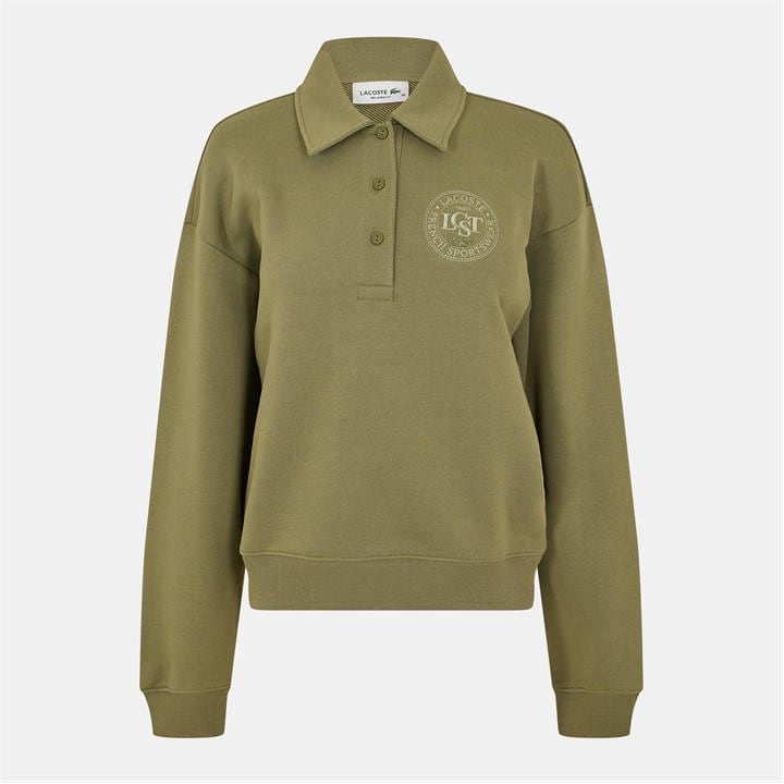 Lacoste Women's Green Crew Neck Jumper in Size 6, Sports Direct