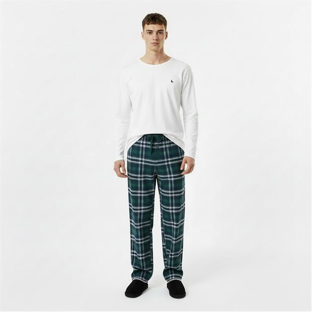 Tmavá borovice - Jack Wills - Men's JW Flannel Check Pyjama Trousers