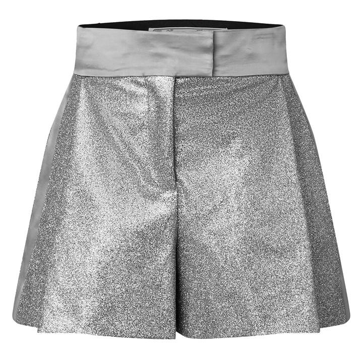 Off White Women's Silver Textured Knit Shorts in Size 4, Sports Direct