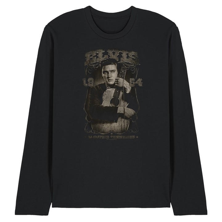 Elvis Presley Men' Black 1954 Long Sleeve T-Shirt in Size S, Sports Direct