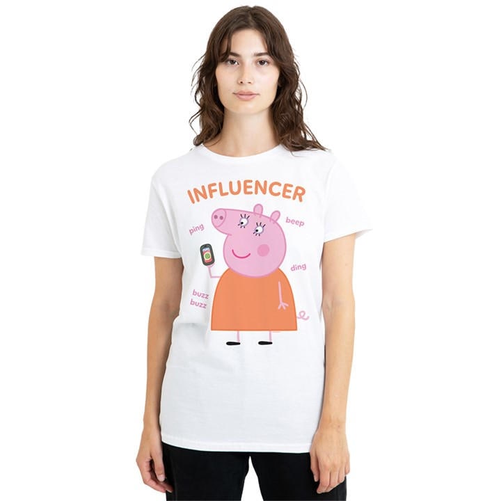 Hasbro Women's White Peppa Pig - Mummy Pig Influencer T-Shirt in Size XL, Sports Direct