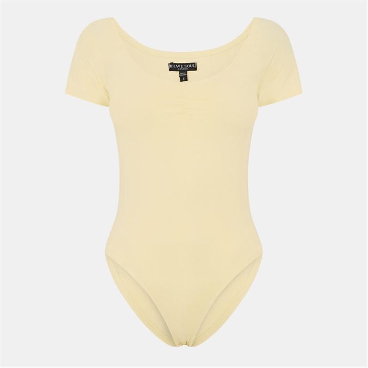 Brave Soul Women's Purple Pastel T-Shirt Bodysuit With Gathering Detail in Size 10, Sports Direct
