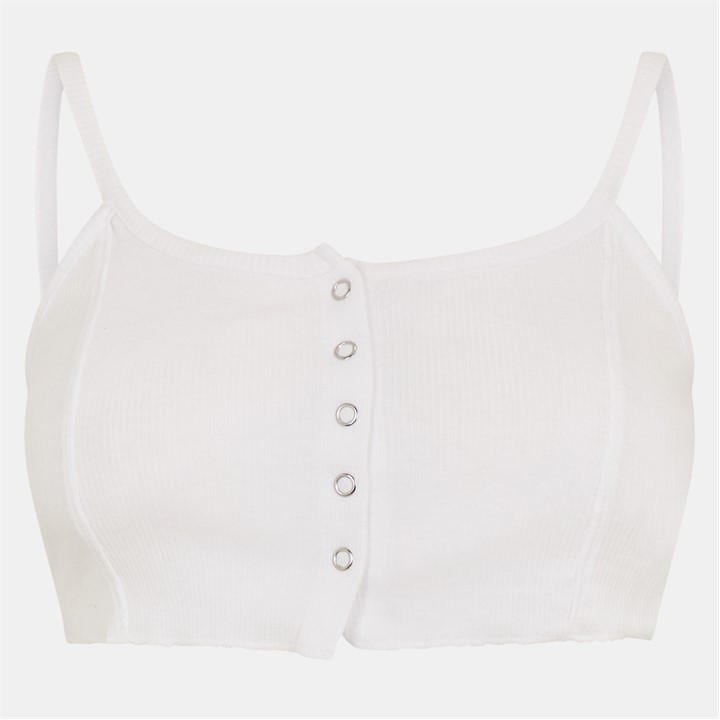 Brave Soul Women's White Button Through Crop Vest in Size 10, Sports Direct