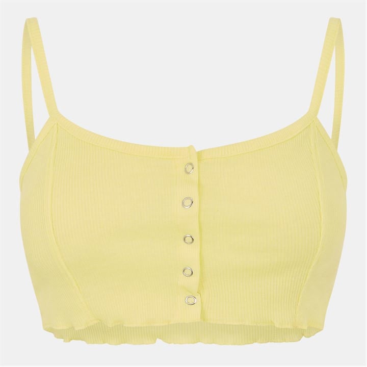 Brave Soul Women's Green Button Through Crop Vest in Size 10, Sports Direct