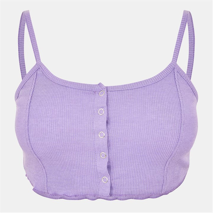 Brave Soul Women's Purple Button Through Crop Vest in Size 12, Sports Direct
