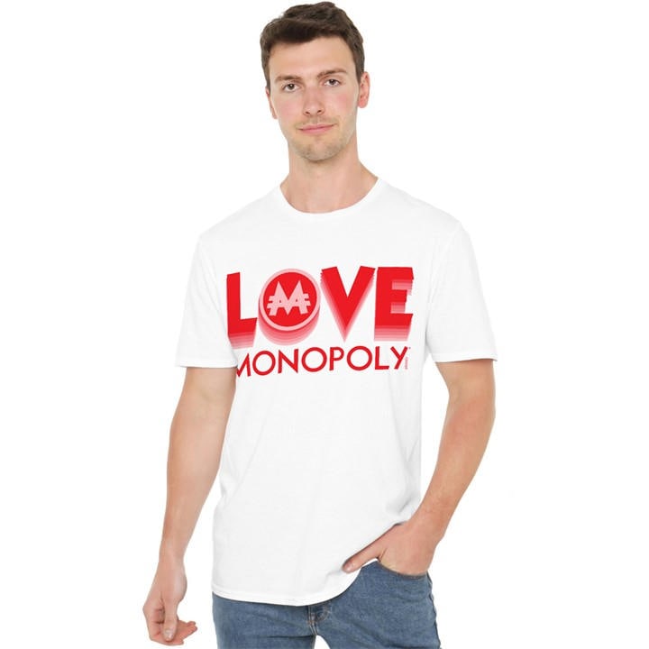 Hasbro Men's White Monopoly Love Monopoly  T-Shirt in Size XL, Sports Direct
