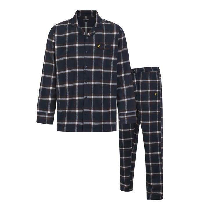 Lyle And Scott Men's Blue Flannel Long-Sleeve Pyjama Sets in Size 2XL, Sports Direct