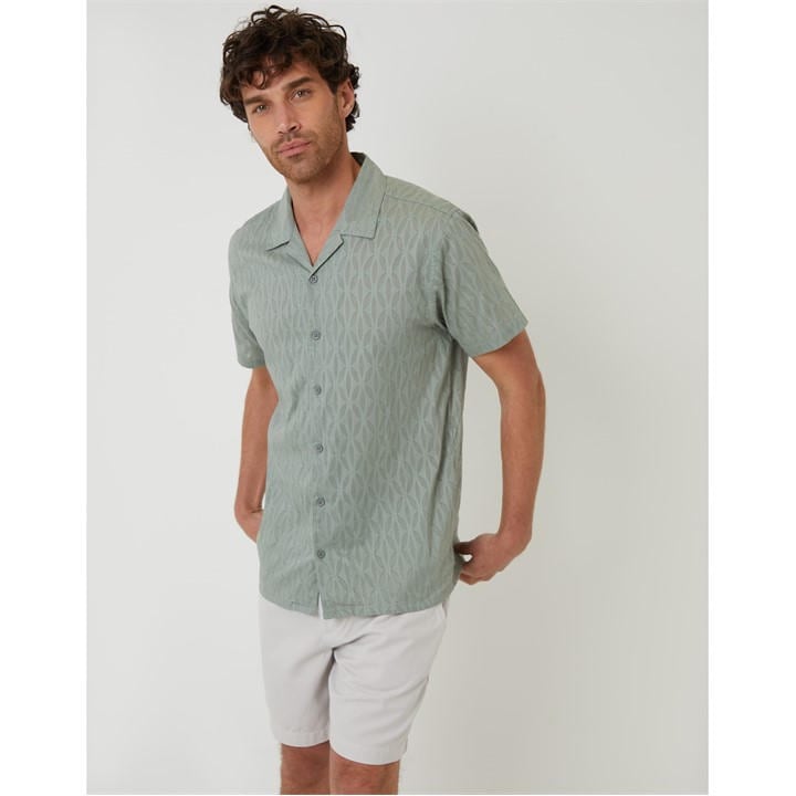 Threadbare Men' Green Short-Sleeve Bowling Shirt in Size S, Sports Direct