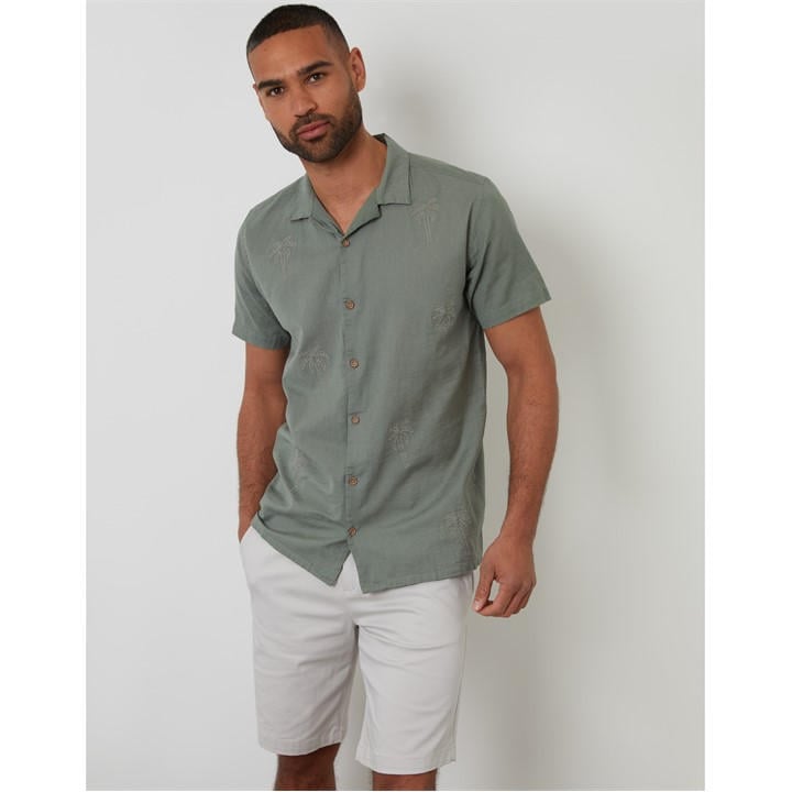Threadbare Men's Green Short-Sleeve Bowling Shirt in Size M, Sports Direct