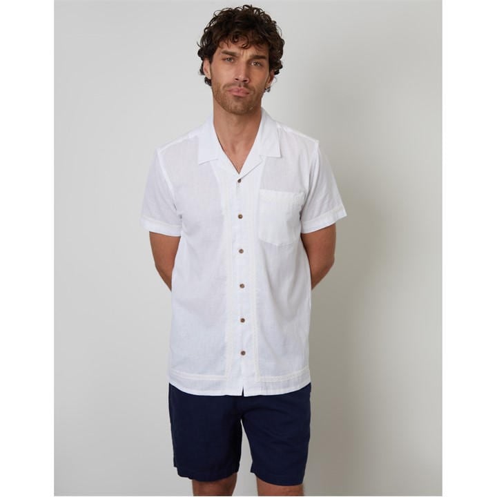 Threadbare Men's White Worden Short-Sleeve Bowling Shirt in Size M, Sports Direct