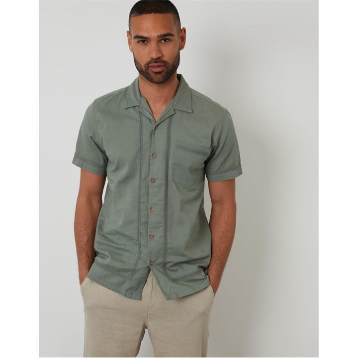 Threadbare Men's Green Worden Short-Sleeve Bowling Shirt in Size M, Sports Direct