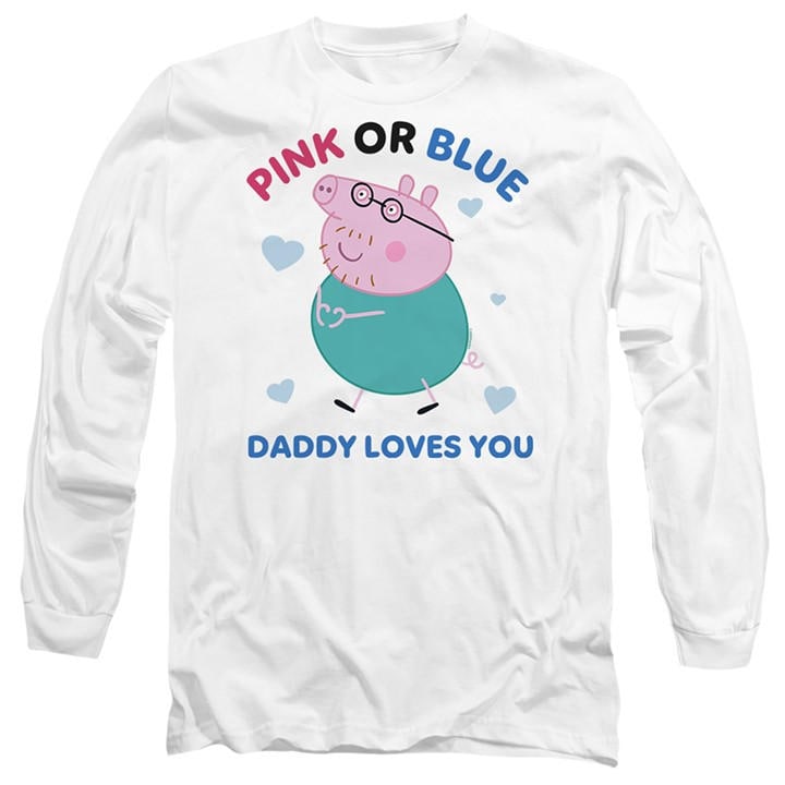 Hasbro Men's White Peppa Pig Pink Or Blue Daddy Pig Loves You Long Sl in Size 2XL, Sports Direct