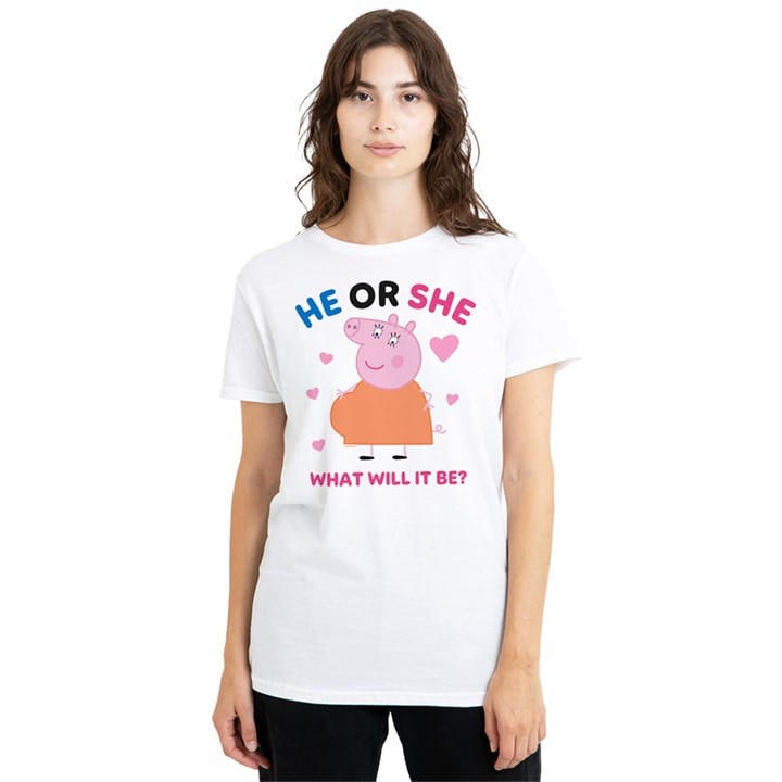 Hasbro Women's White Peppa Pig Mummy Pig He Or She T Shirt in Size L, Sports Direct