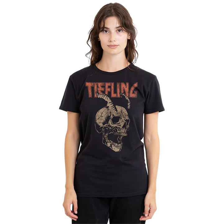 Hasbro Women' Black Dungeons Dragons Tiefling Horn Skull T-Shir in Size S, Sports Direct