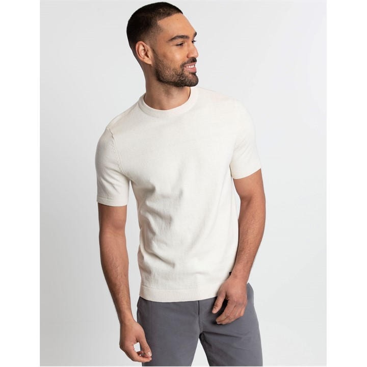 Threadbare Men's Beige Davenfield Knitted T-Shirt in Size M, Sports Direct